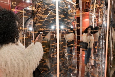 The product lanch was designed to be Instagram-friendly. To enter the main area, guests walked through a 10-foot hallway filled with infinity mirrors with phrases such as 'C the Difference' and C You Later Wrinkles.'