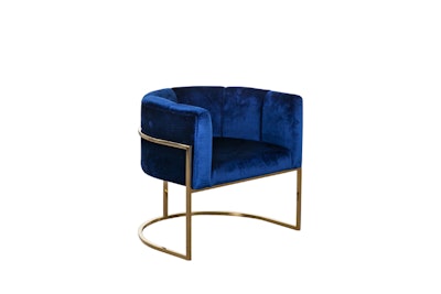 The new Paladin items in the Couture Collection from Blueprint Studios feature luxe velvet cushions and sleek gold chrome frames. The 79 1/2-inch-long sofa, 78-inch-long banquette, accent chair, and lounge chair come in royal blue or light taupe and are available nationwide. Pricing is available upon request.