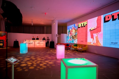 The colorful atmosphere included illuminated tables and a bar, as well as massive LED wall posters depicting imagery and signage from the online and physical ad campaign.