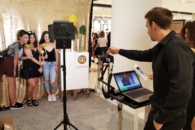 Photoboothless is a Beverly Hills-based company that provides cinemagraphs for events. A mixture of photo and video, each clip is a still image with one moving element, creating a one-of-a-kind keepsake. The images can be branded for events and shared on social media via an on-site kiosk. Pricing starts at $3,500.