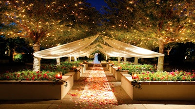 Exquisite twinkle-light courtyard is perfect for any occasion