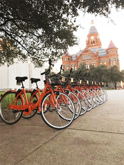 First launched in San Francisco, Spin bike-share program expanded into Dallas in 2017 with 50 vehicles. Demand for the service was so high that the fleet now encompasses 500 orange, G.P.S.-enabled smart bikes. Plus, the program is considered “stationless,” with no designated pick-up or drop-off locations. Spin rides cost a dollar per 30 minutes (and are half price for students). Planners who are hosting large groups can contact Spin ahead of time to ensure availability.