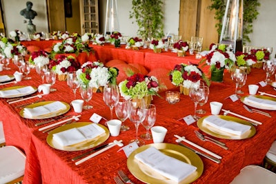 Red and Gold Event Design for a Corporate VIP Lunch at The Huntington Library