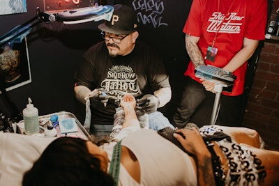 Since the premiere episode closes with the main character getting a tattoo, guests had the opportunity to get inked by celebrity tattoo artist Mister Cartoon. Those feeling less adventurous could opt for temporary airbrushed versions.