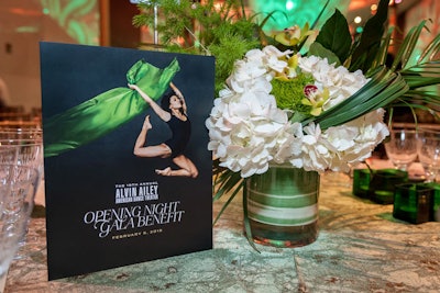 An Alvin Ailey American Dance Theater photo inspired the gala's green color scheme.