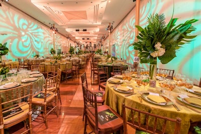 Lighting mirrored the decor's green and tropical look and feel.