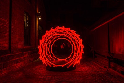 Nest, by India-based light designers Vikas Patel and Santosh Gujar, is inspired by Australian bowerbirds that build nests from recycled materials.