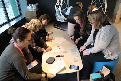 Global Meeting Exchange attendees also participated in an escape rooms-style puzzle session in another Espace C2 room. The answers were related to the conference's theme of how planners can make their meetings more innovative.
