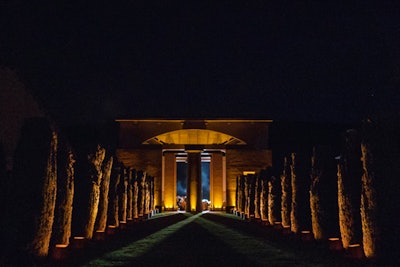 Clos Pegase winery in Calistoga fit the moody vibe organizers were looking for, and was dramatically lit by Got Light to evoke the feeling of Gotham City.