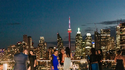 The evening city skyline for a dramatic outdoor reception.