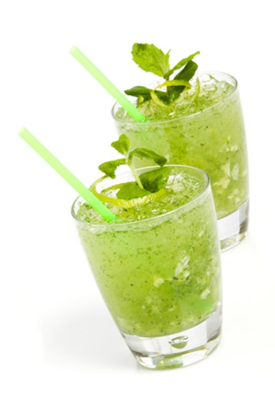 Elegant Affairs’ Luck o’ the Mojito features lime juice, fresh mint leaves, rum, sugar, club soda, and Creme de Menthe.