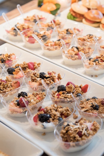 Mini granola berry parfaits were also on hand.