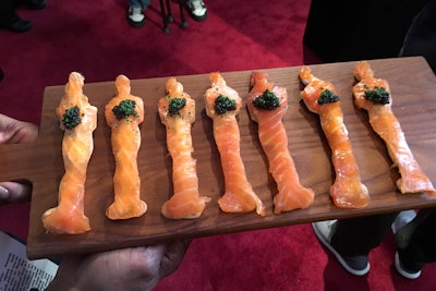 Puck’s signature smoked salmon Oscars will once again be available as passed hors d'oeuvres.