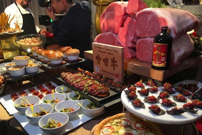 Wolfgang Puck Catering will serve a variety of dishes using Miyazaki Wagyu beef, which comes from Japanese black cattle.