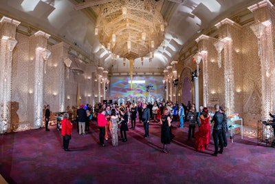 Guests gathered in Renwick's Grand Salon, which is outfitted with sculptor David Best's 'Temple' installation with intricate wooden carvings (every year Best builds a similar temple in the dessert at Burning Man). Design Cuisine set up stations in the space including a D.I.Y. macaroni and cheese station and a poutine station. A few of Best's leftover Temple pieces decorated the Grand Salon's bar.