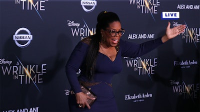 Oprah arriving to Disney's A Wrinkle in Time Red Carpet Premiere in Hollywood