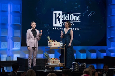 The beverage brand placed vodka and soda at each table so guests could make their own cocktails during the show; Olympian Adam Rippon showcased the process at the beginning of the evening. Bud Light, another sponsor, also offered drinks during dinner.