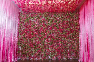 Floral designer Michelle Tran, co-owner and lead designer at With a Flower, decorated the Ritz Carlton, Toronto, in 2015 with $80,000 worth of flowers for a personal engagement party designed to look straight out of a fairytale. One-thousand Pink Floyd roses lined the entryway walls and ceilings, while more than 25,000 gloriosa blooms decorated the walls, floors, and light fixtures.