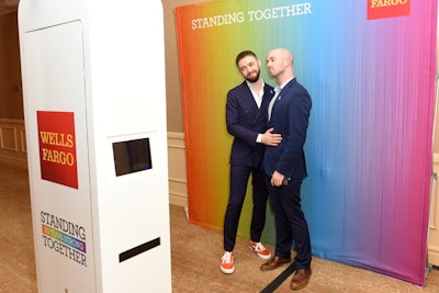 Longtime Glaad partner Wells Fargo sponsored a photo booth with a rainbow backdrop.
