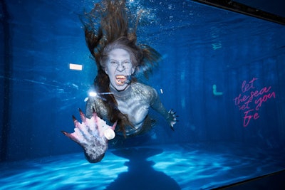 The museum’s main attraction was a 50,000-pound tank containing a live mermaid. The 4,800 gallons of water were donated to TreePeople to be used to water the facility’s landscape at the end of the exhibition’s run.