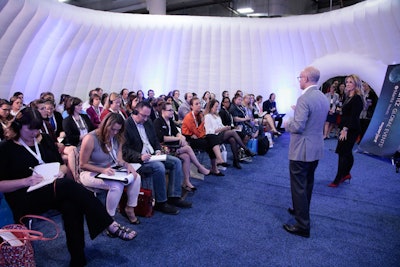 At IMEX America in 2017, the education hub had inflatable domes designed to spark creativity and create a more intimate, interactive environment.