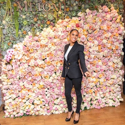 Wine brand Meiomi celebrated the launch of its new rosé in at a private townhouse in Greenwich Village in New York. Misty Copeland, a principal dancer for the American Ballet Theatre, posed in front of an intricate floral wall that combined roses and succulents, created by Ellen Robbin Creative.