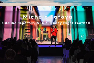 Michele Tafoya, the sideline reporter for NBC's Sunday Night Football, was the event's emcee.