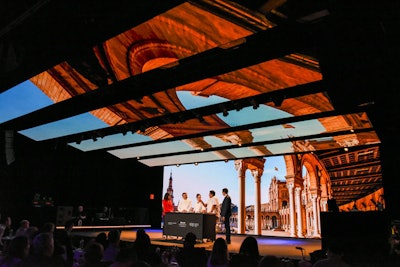 During Garces's presentation, the screen changed to depict images of San Sebastián in Spain.