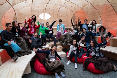 Attendees could also experience talks from an open-air installation dubbed the “Katerra Simulcast Cinema,” a wooden structure created by former TED speaker Michael Green and a student architecture team studying sustainable design.