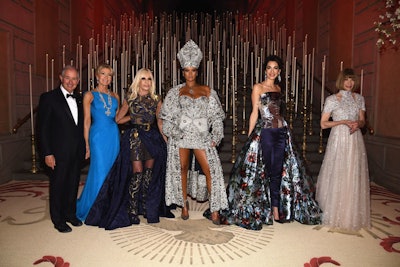 There, guests were greeted by Christine and Stephen A. Schwarzman, Donatella Versace, Rihanna, Amal Clooney, and Anna Wintour. This was the Vogue editor's 20th year as co-chair of the event.