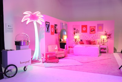 A bedroom set recreated Monáe's new video for the song 'Pynk.' Bon Puf provided a cotton candy machine.