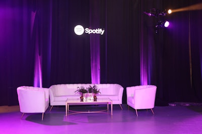 Oscars Hollywood Neon Signs created a custom neon Spotify sign, which hung over a seating area at the event.