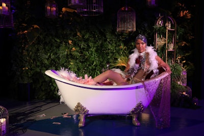 In one section of the video for 'I Like That,' Monáe performs in a bathtub—a scene that was also depicted at the party. Later in the evening, Monáe herself climbed in the tub.