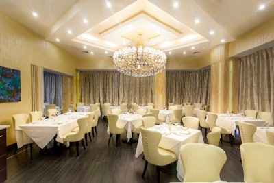 Entertain your guests under the sparkling elegance of the Crystal Room.
