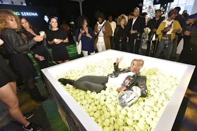 Riffing off the trend of plastic ball pits at events, the experience had a tennis ball pit that served as a popular photo op for guests. Kim-Smith explained her team intentionally didn’t include a photo booth, but wanted to provide attendees with Instagrammable moments.