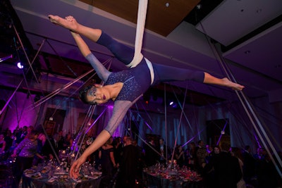 Aerialist performers from Stage Factor entertained throughout the evening.