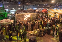 The Sol booth recreated Mexico’s cobblestone streets and was designed to make guests feel as if they came upon a hidden gem. The bar featured a corrugated metal bar backdrop, a marquee brand sign, and custom tile work. Decor included potted agave, succulents, and marginata plants.