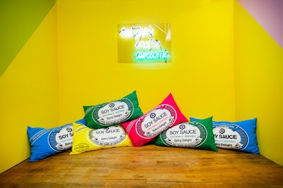 Guests could also pose with pillows that resembled soy sauce packets.