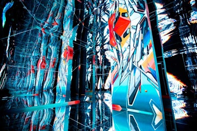 The “Don’t Be Entertained Without It” room, created by artist Mediah, provided a timed, kaleidoscope-like 4K mirrored experience that had changing animations.