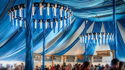 Bonnaroo Festival Tennessee Massive Craft Beer Garden - Half Coverage Ceiling Treatment with Custom Blue Fabric