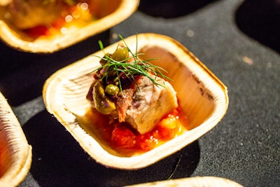 Chef de cuisine Rebecca Wilcomb of the Herbsaint Bar and Restaurant in New Orleans prepared Sicilian beef bites topped with anchovies and olives.