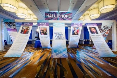 The angular theme also extended to a display that featured bios of the evening's honorees.