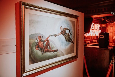 Decor included a custom painting of Deadpool and the upcoming sequel’s villain Cable provided by 20th Century Fox.