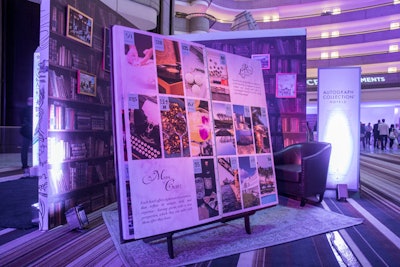 As the brand positioning of Autograph Collection is that every property has “its own unique story,” BMF created a library-inspired installation with a massive book staged in the center of the space. The book highlighted Autograph properties and brand pillars.
