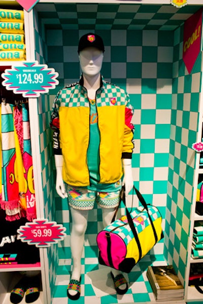 The merchandise on display included a boldly printed windbreaker.