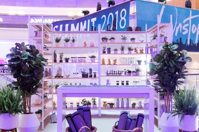 Wellness-focused hotel brand Westin showcased a modern take on the apothecary shop. The shop consisted of shelves with curated items including herbs, fresh fruit, fitness items, essential oils, and Westin sleep balm.