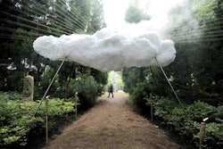 The Watermill Center’s 2014 benefit in New York had a series of fairy tale-inspired art installations. As the centerpiece of the entrance, Annick Lavallée-Benny's 'N.U.A.G.E.S.' was an imposing fixture constructed from wood, chicken wire, cotton batting, polyfill, and fishing line. The conception of clouds was inspired by the magical flying carpets that are featured throughout the tales of the benefit's 'One Thousand Nights and One Night: Sleeping Nights of Sheherazade' theme.