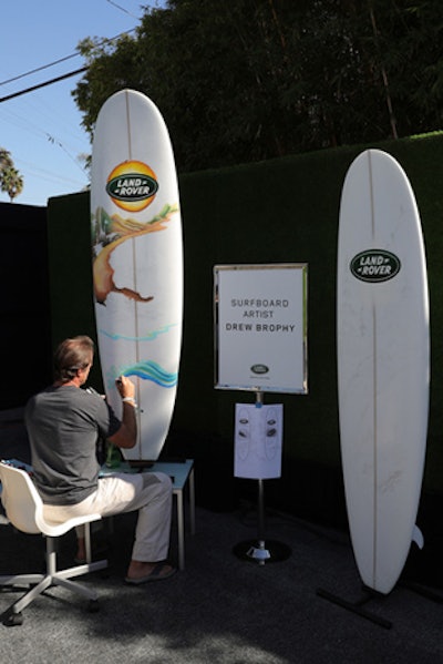 During the Los Angeles Auto Show in November 2016, Land Rover held a preview event for its Discovery Venice consumer pop-up hosted by Gabby Reece and surfer Laird Hamilton. The interactive exhibition featured gear, training experiences, and fitness technologies. Surfboard artist Drew Brophy created artworks live on the spot during the event.