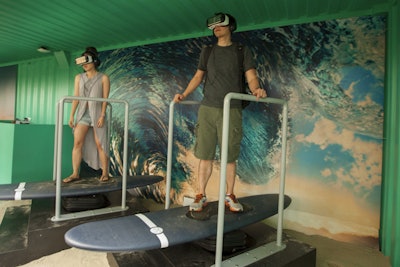 To showcase its devices at Lollapalooza in July 2016 in Chicago, Samsung hosted a carnival-style VR-Palooza. Guests could use VR devices to feel as though they were surfing in Tahiti or skateboarding in Malibu.