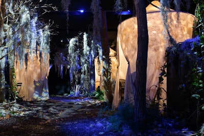 The final room, 'Dark Forest,' was designed to resemble an enchanted forest. The blue-lighted room featured numerous tents that each housed nationally recognized tarot readers and psychics. Guests could sign up for a reading, and each guest left the room with a horoscope written by celebrity astrologers the AstroTwins.